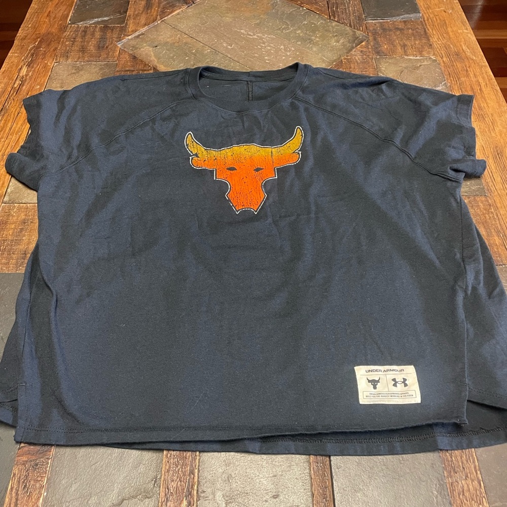Under Armour Black Tee with Tan Logo Patch